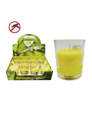 Vela citronela 50g con recipiente de cristal ø6x5cm euro/uni.