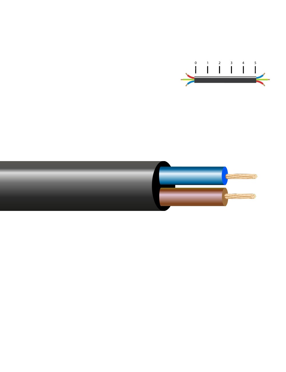 Manguera tubular h03vv-f 2 x 0,50 mm², negra euro/m