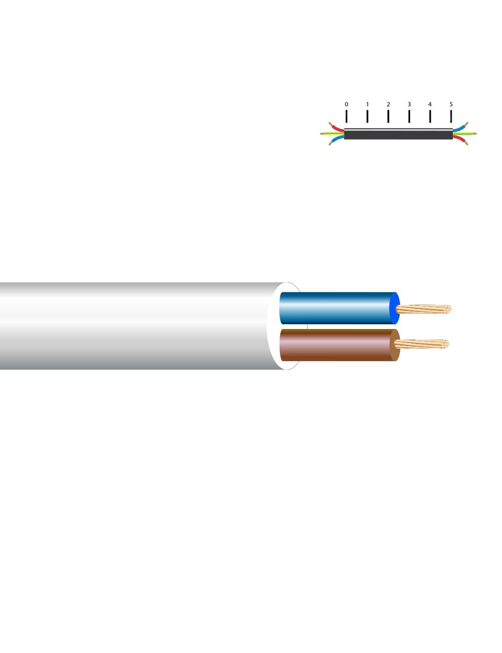 Manguera tubular h05vv-f 2 x 0,75 mm², blanca euro/m