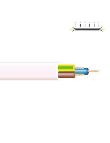 Manguera tubular h05vv-f 3 g 1,5 mm², blanca euro/m