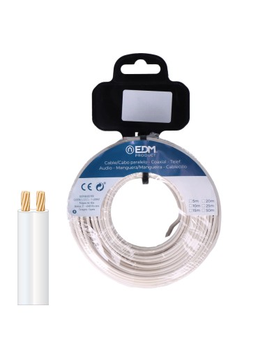 Carrete cable paralelo 2x0,75mm blanco 10m (audio)