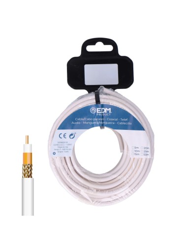 Carrete cable coaxial apantallado 100% cobre 10m edm