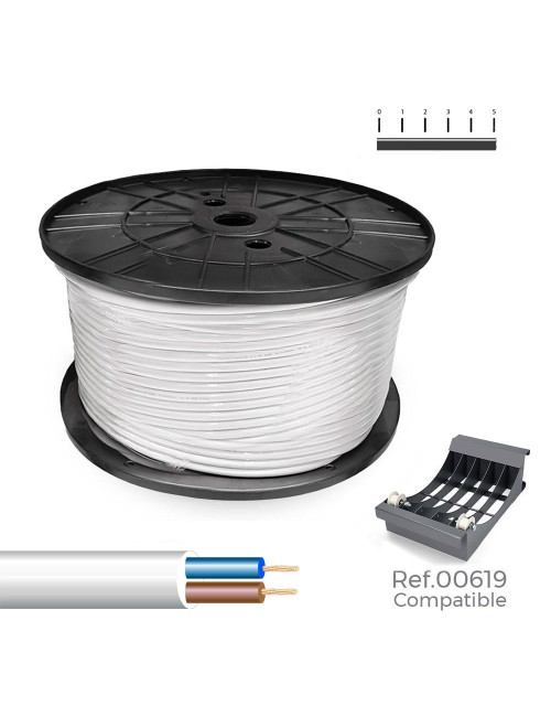 Carrete cable manguera tubular 2x1mm blanca 400m (bobina grande ø400x200mm)