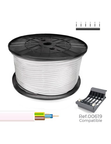 Carrete cable manguera tubular 3x1mm blanca 300m (bobina grande ø400x200mm)