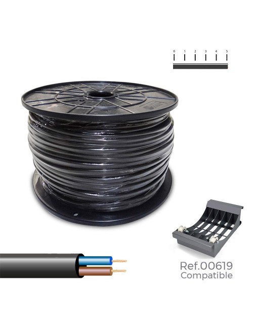 Carrete cable manguera acrilica 1kv negra 2x1,5mm 200m (bobina grande ø400x200mm)