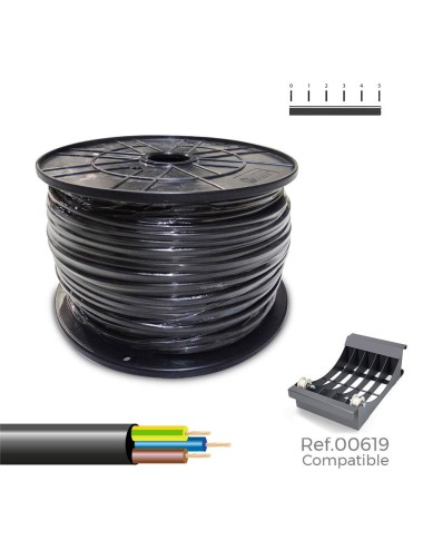 Carrete cable manguera acrilica 1kv negra 3x1,5mm 200m (bobina grande ø400x200mm)