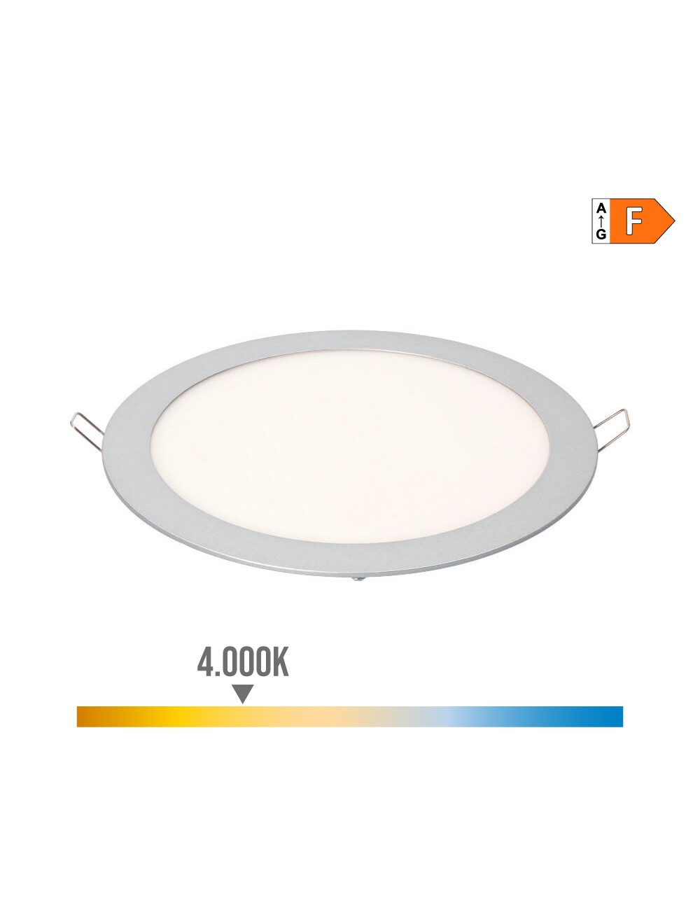 Downlight led empotrable redondo 20w luz dia 4000k 1500lm cromado ø22,5cm edm