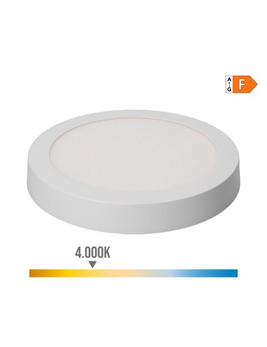 Downlight led superficie redondo 20w 1500lm 4000k luz dia blanco ø22x3,5cm edm