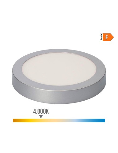 Downlight led superficie redondo 20w 1500lm 4000k luz dia cromado ø22x3,5cm edm