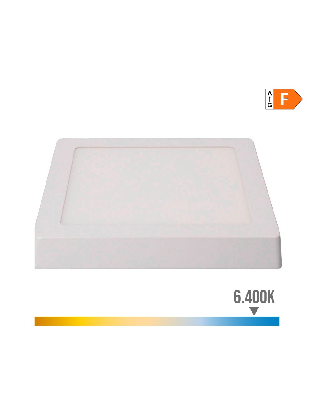 Downlight led superficie cuadrado 20w 1500lm 6400k luz fria blanco 22x22x3,5cm edm