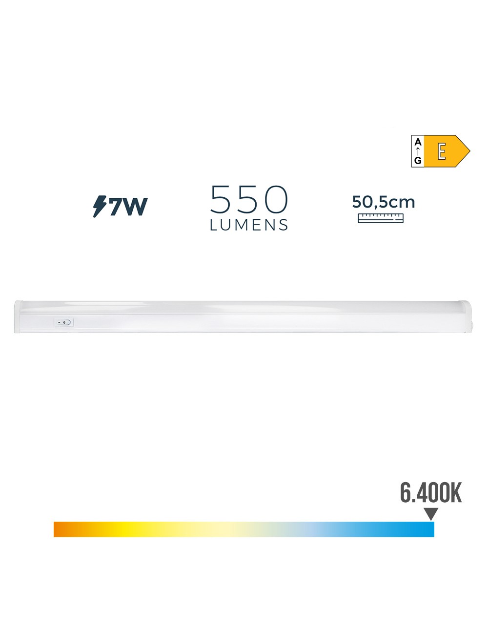 Regleta electronica led 7w 600lm 6500k luz fria 50,5x2,2x3,5cm edm