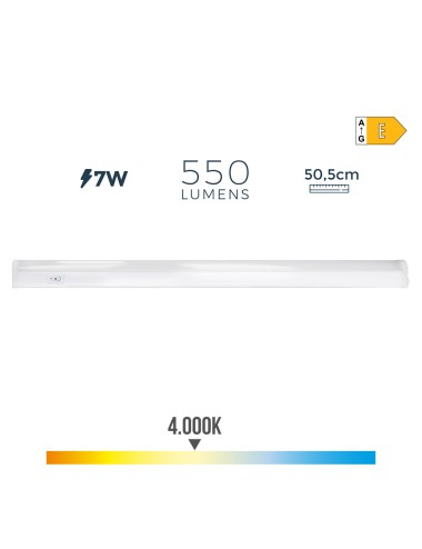 Regleta electronica led 7w 600lm 4000k luz dia 50,5x2,5x3,6cm edm