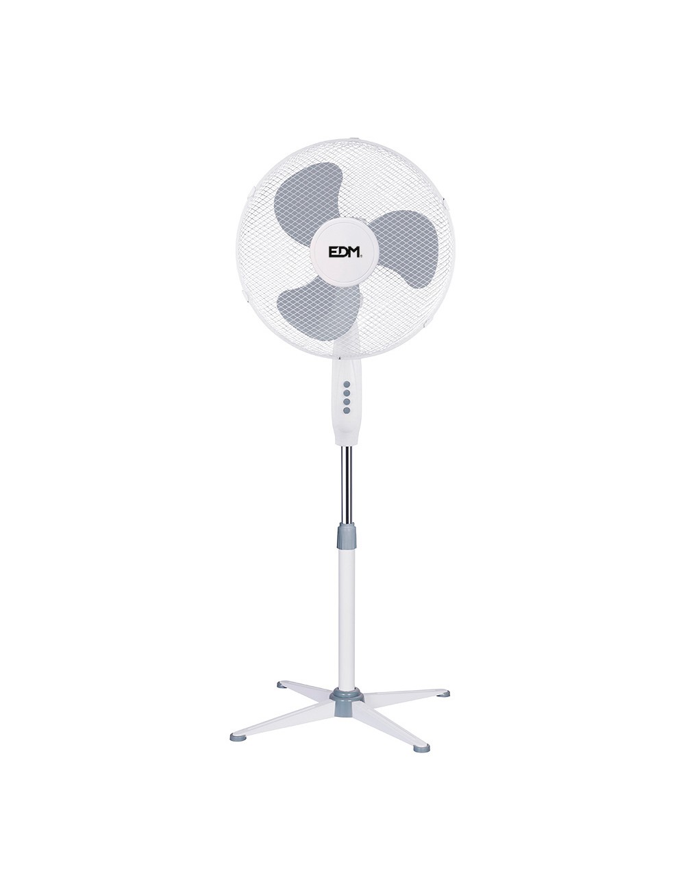 Ventilador de pie. color blanco. potencia: 45w aspas: ø40cm altura regulable 105-125cm edm