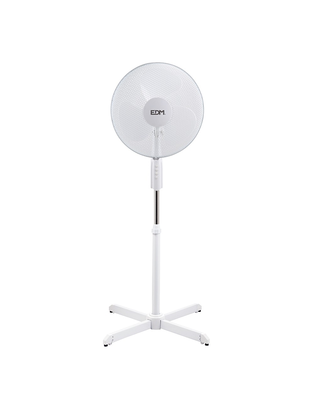 Ventilador de pie. color blanco. potencia: 50w aspas: ø40cm altura regulable 110-130cm edm