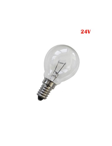 Bombilla incandescente esferica clara 40w e14 24v