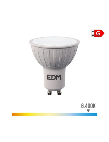 Bombilla dicroica led regulable gu10 6w 500lm 6400k luz fria ø5x5,5cm edm