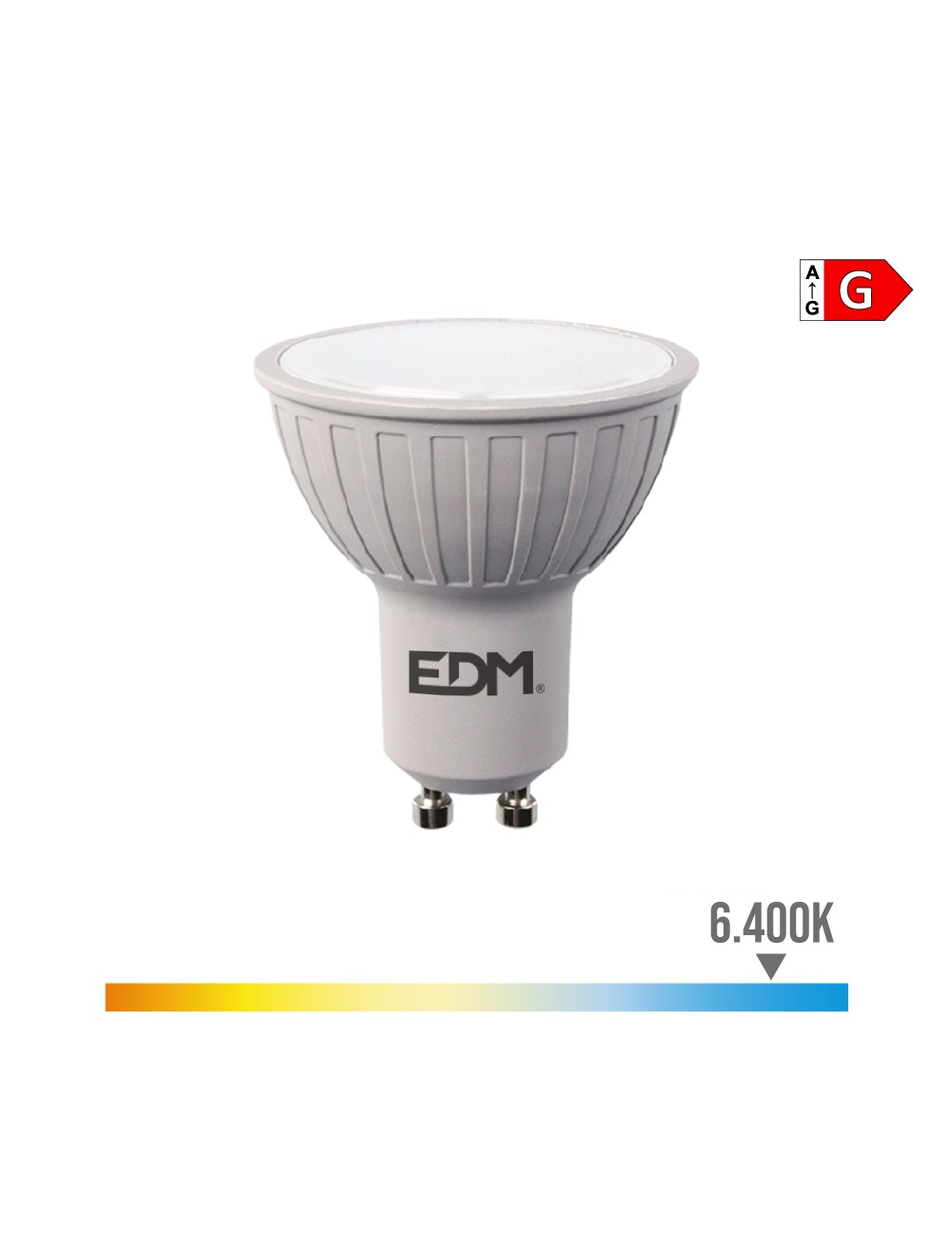 Bombilla dicroica led regulable gu10 6w 500lm 6400k luz fria ø5x5,5cm edm