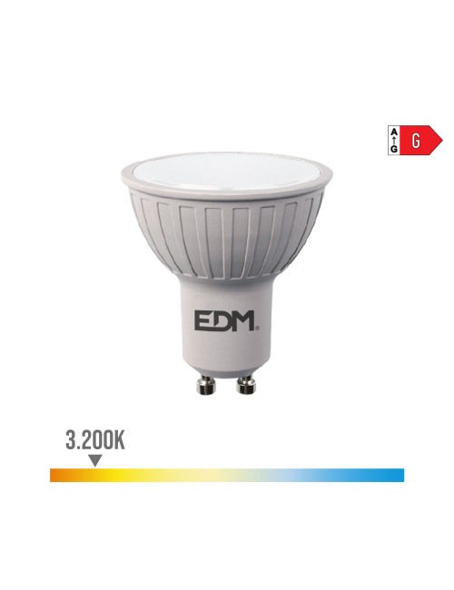 Bombilla dicroica led regulable gu10 6w 500lm 3200k luz calida ø5x5,5cm edm