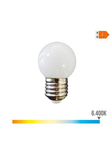 Bombilla esferica led e27 1,5w 130lm 6400k luz fria ø45x69mm edm