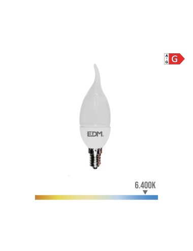 Bombilla vela bohemia led e14 5w 400lm 6400k luz fria ø3,8x12,5cm