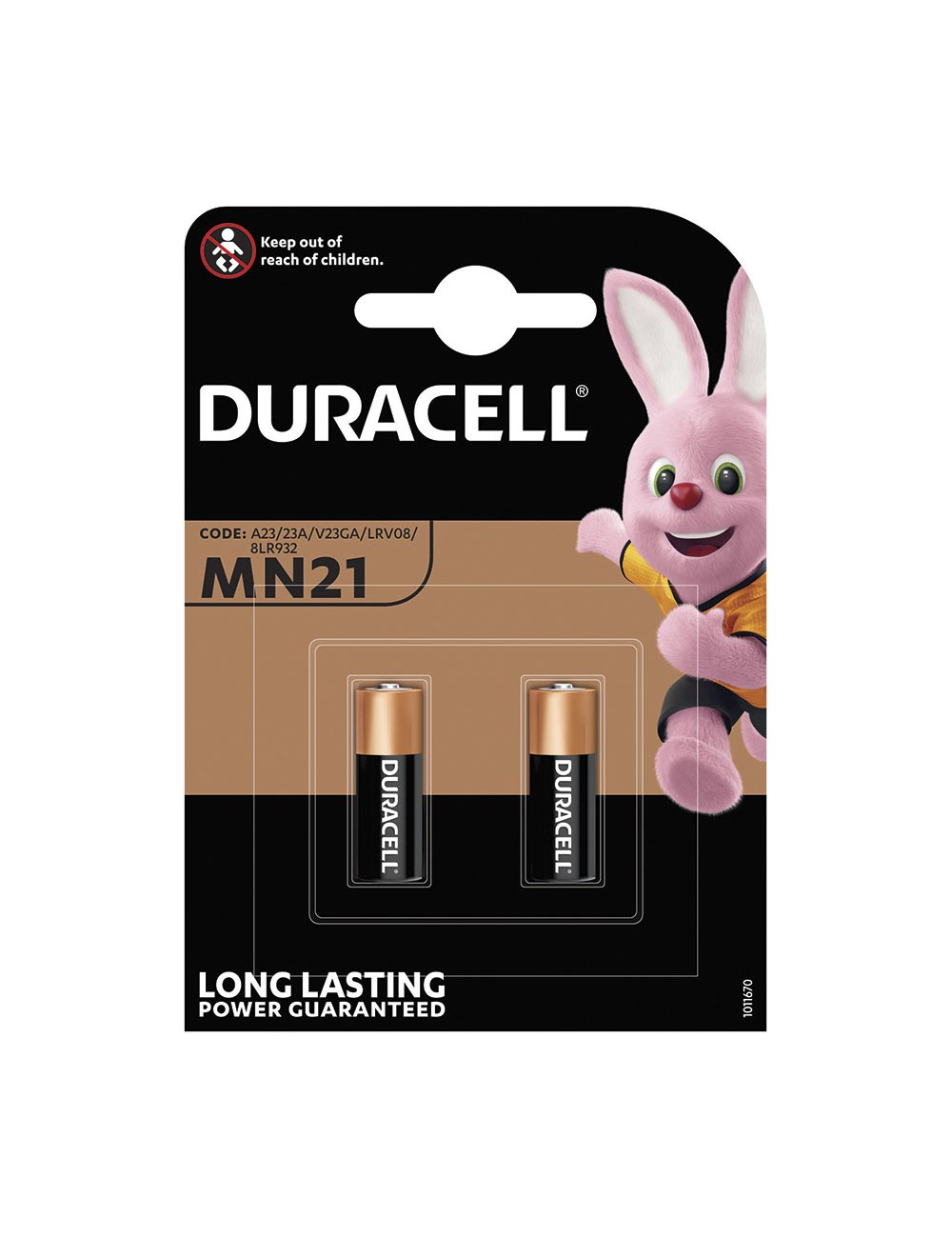 Pila alkalina duracell segurity mn21 12v (23a) mando a distancia (blister 2 unid.) ø10,3x28,5mm