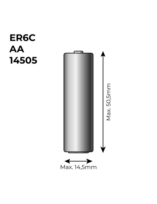 Pila de litio er6c - aa 3,6v (mod. 14505) 2600mah ø14,5x50,5mm