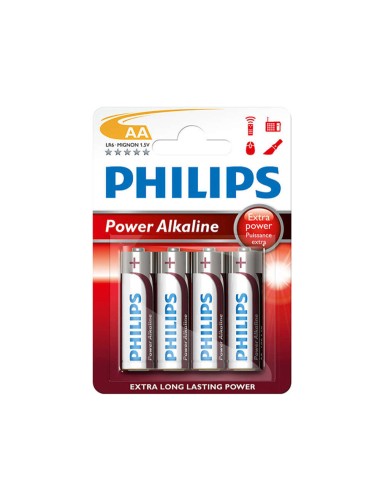 Pila alkalina philips aa - lr06 1,5v (blister 4 unid.) ø14,5x50,5mm