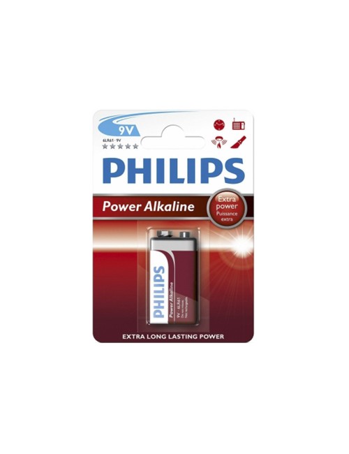 Pila alkalina philips 6lr61 9v (blister 1 unid.) 26,5x17,5x48,5mm