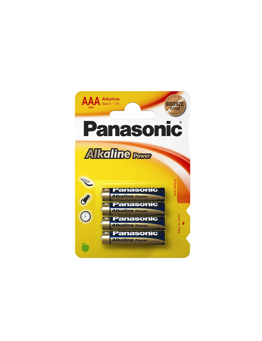 Pila alkalina panasonic bronze aaa - lr03 1,5v (blister 4 unid.) ø10,5x44,5mm