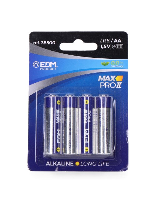 Pila edm alkalina long life aa - lr06 1,5v (blister 4 unid.) ø14,5x50,5mm