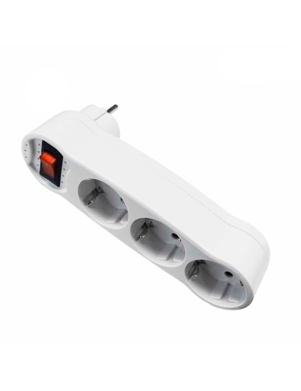 Clavija triple 2p+t tipo f t/tl con interruptor 16a 4,8mm (retractilada) blanco