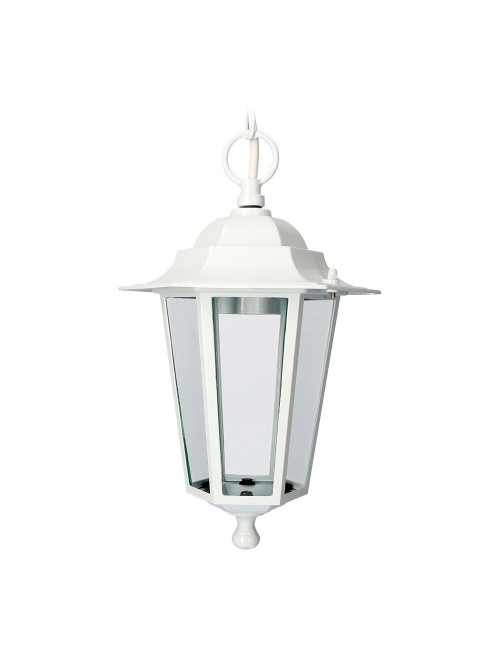 Farol de aluminio y cristal para techo ip44 e27 60w color blanco ø19,5x90,5cm modelo zurich.