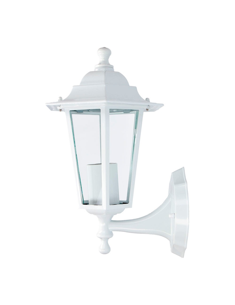 Farol de aluminio y cristal para pared. ip44 e27 60w color blanco ø19,5x21x32cm modelo zurich.