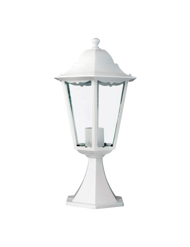 Farol de aluminio y cristal sobremuro color blanco modelo marsella