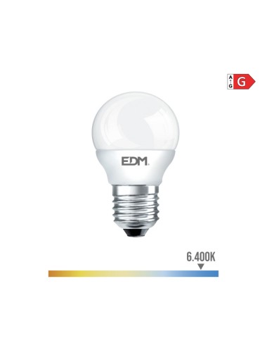 Bombilla esferica led e27 5w 400lm 6400k luz fria ø4,5x8cm edm