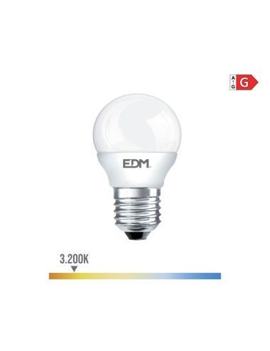 Bombilla esferica led e27 5w 400lm 3200k luz calida ø4,5x8cm edm