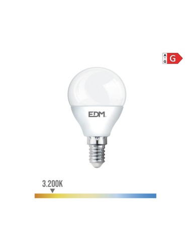 Bombilla esferica led e14 5w 400lm 3200k luz calida ø4,5x8cm edm