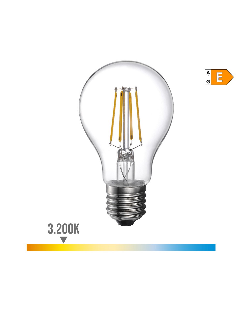 Bombilla standard con filamento de led e27 4w 500lm 3200k luz calida ø6x10,6cm edm