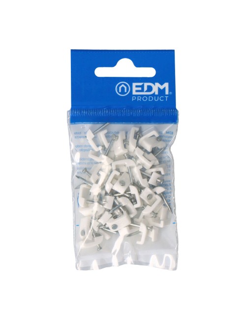 Grapa blanca para cable manguera plana 2x1mm n°03 (blister 50 unid.) edm