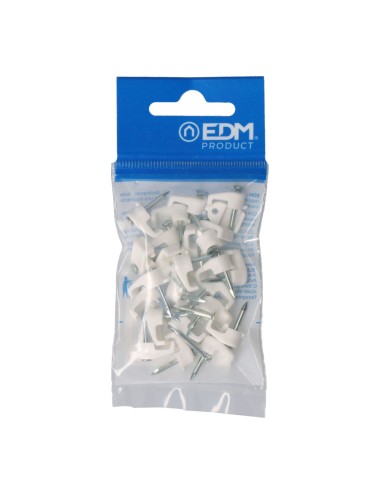 Grapa blanca para cable manguera plana 2x1,5mm n°1 (blister 25 unid.) edm