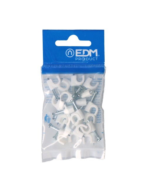 Grapa blanca cable manguera tubular 2x1mm n°6 (blister 20 unid.) edm