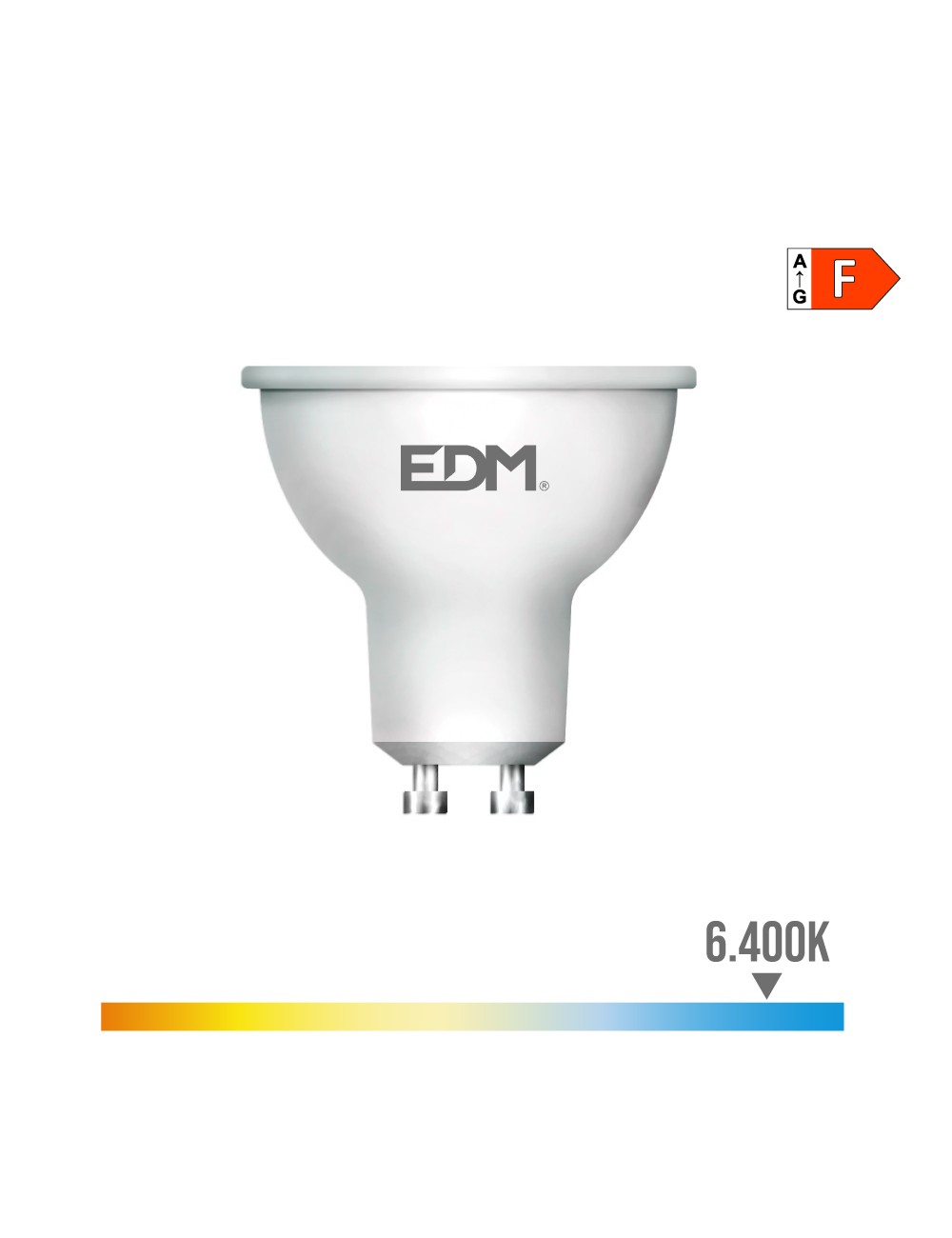 Bombilla dicroica led gu10 7w 550lm 6400k luz fria 45° ø5x5,5cm edm