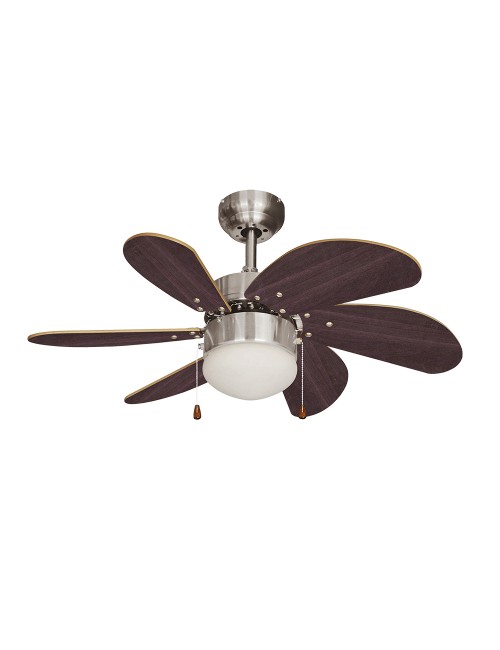 Ventilador de techo modelo aral. color wengue/niquel satinado. potencia: 50w aspas: ø76cm edm