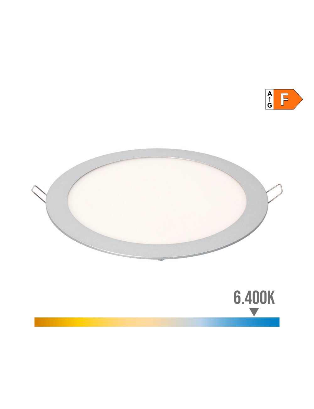 Downlight led empotrable redondo 20w luz fria 6400k 1500lm cromado ø22,5cm edm