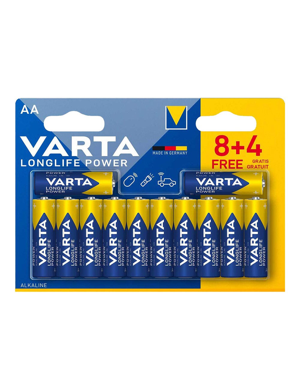 Pila varta alkalina longlife power aa - lr06 (blister 12 unid.) ø14,5x50,5mm