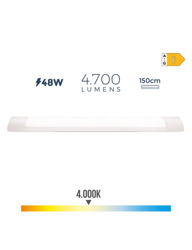 Regleta electronica led 48w 4000k luz dia 4700lm 150x3,1x12cm edm