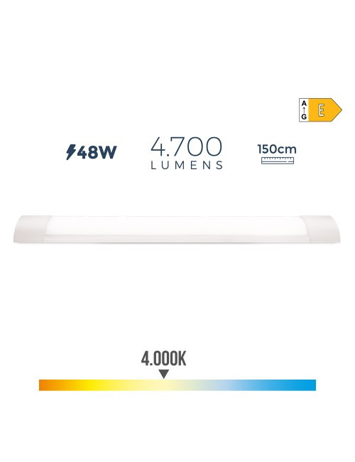 Regleta electronica led 48w 4000k luz dia 4700lm 150x3,1x12cm edm