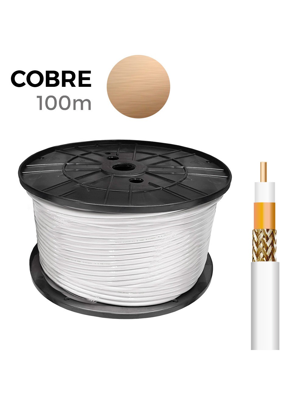 Cable coaxial apantallado 100% cobre edm euro/m