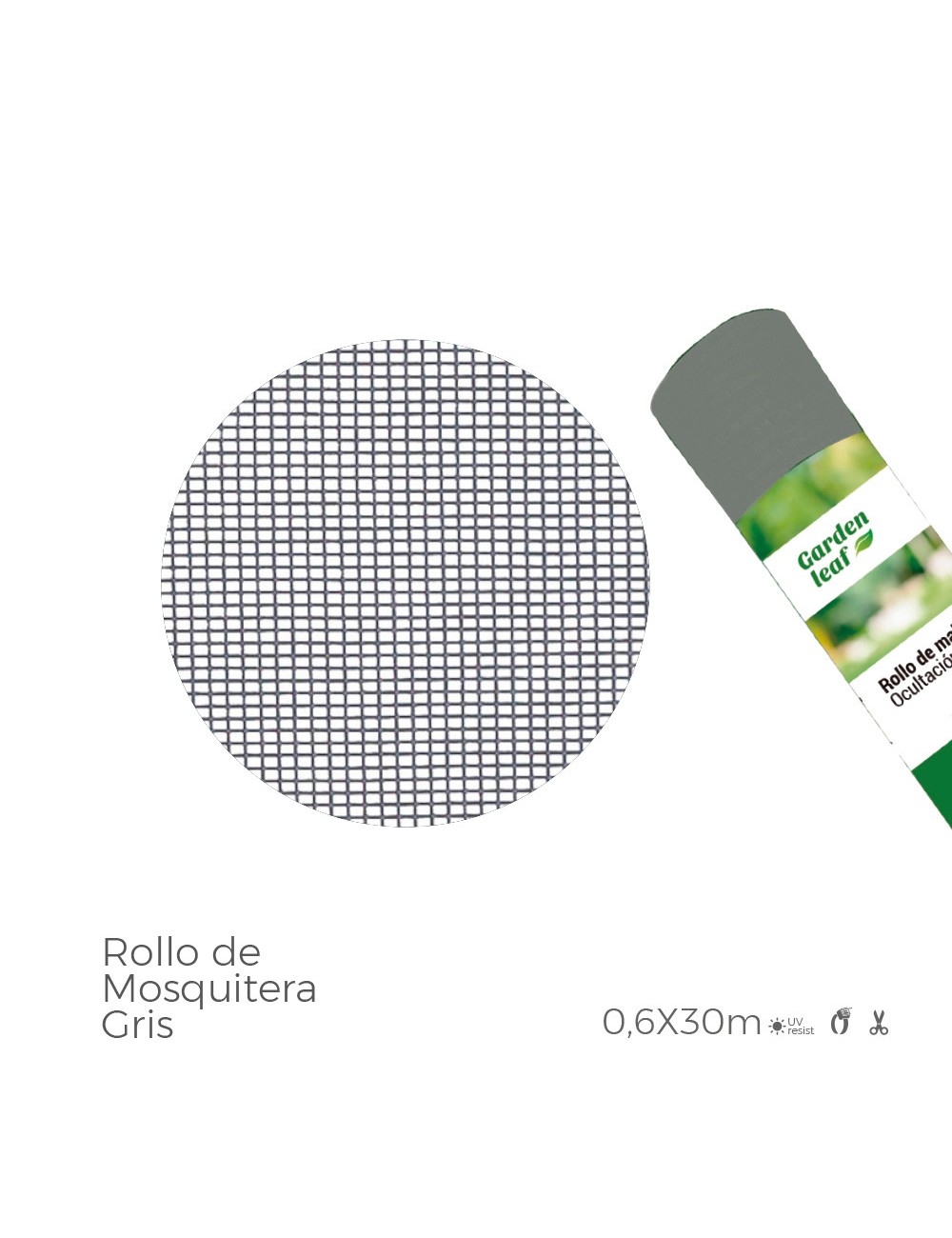 Rollo de mosquitera color gris 0,60x30m