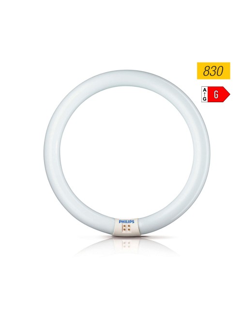 Tubo fluorescente circular 32w ø30cm trifosforo 3000k luz calida philips